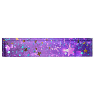 Purple foil background with Stars Nameplate