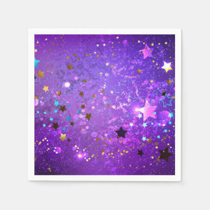 Purple foil background with Stars Napkin