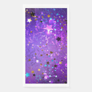 Purple foil background with Stars Napkin
