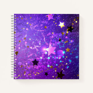 Purple foil background with Stars Notebook