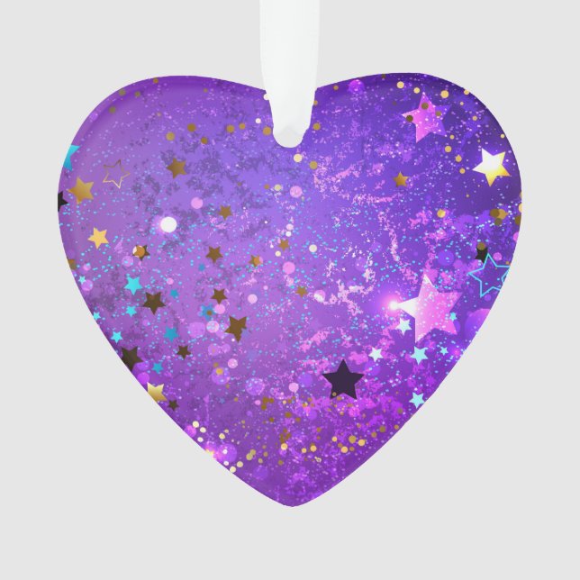 Purple foil background with Stars Ornament (Front)