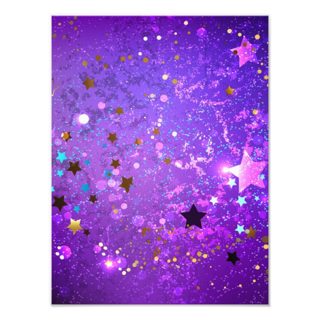 Purple foil background with Stars Photo Print (Front)