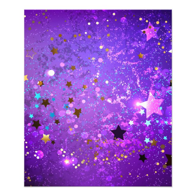 Purple foil background with Stars Photo Print (Front)