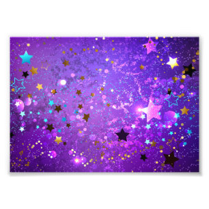 Purple foil background with Stars Photo Print