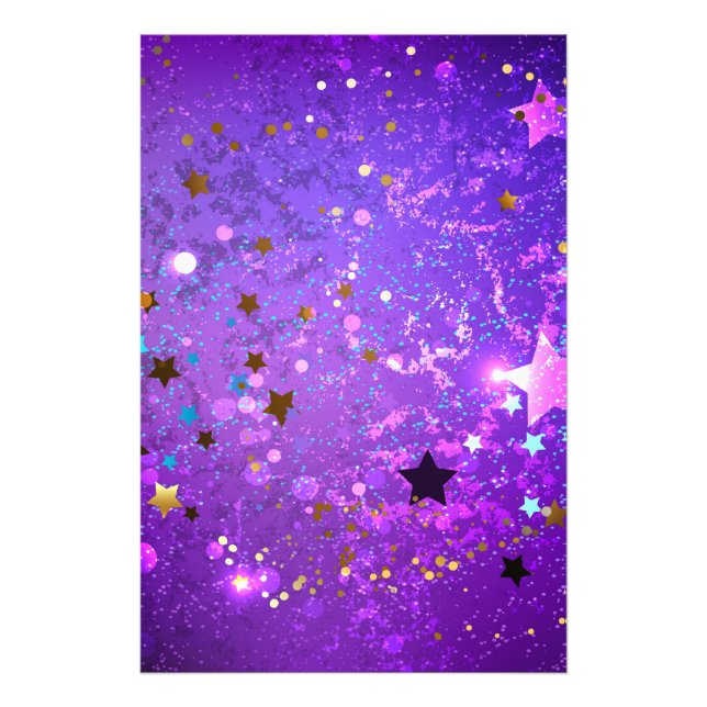 Purple foil background with Stars Photo Print (Front)