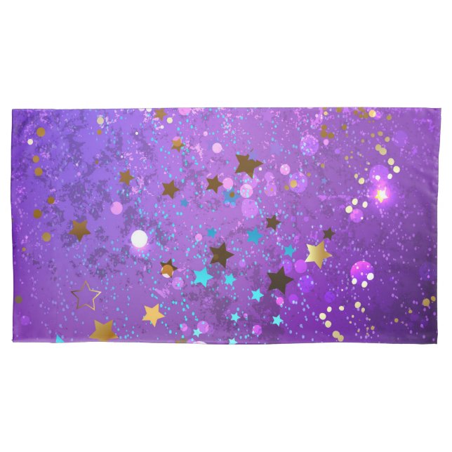 Purple foil background with Stars Pillowcase (Front)