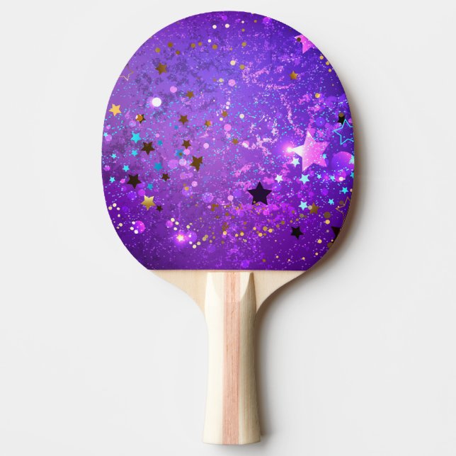 Purple foil background with Stars Ping Pong Paddle (Front)