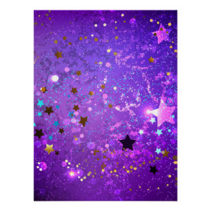 Purple foil background with Stars Poster