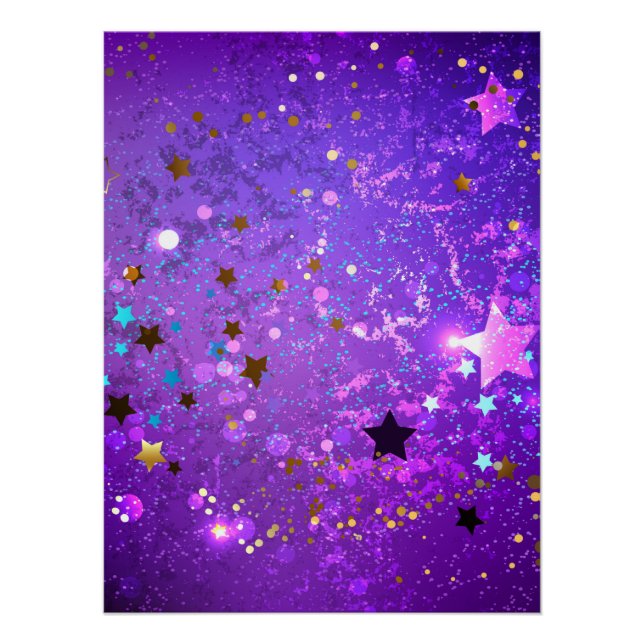 Purple foil background with Stars Poster (Front)