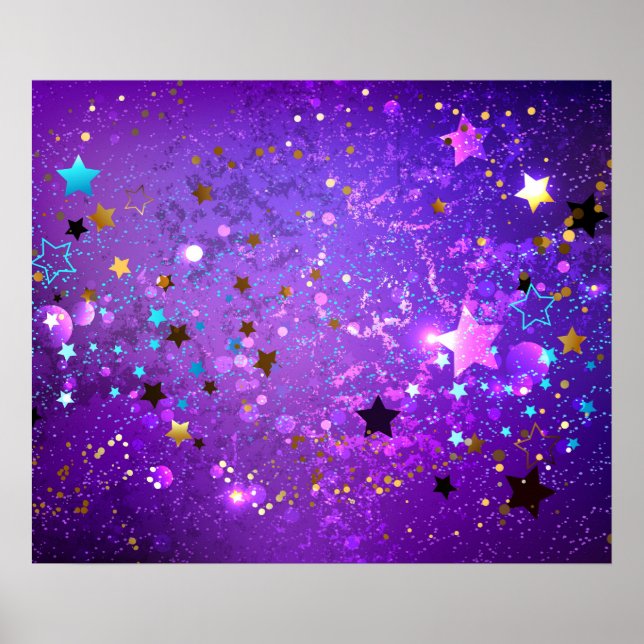 Purple foil background with Stars Poster (Front)