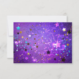 Purple foil background with Stars RSVP Card