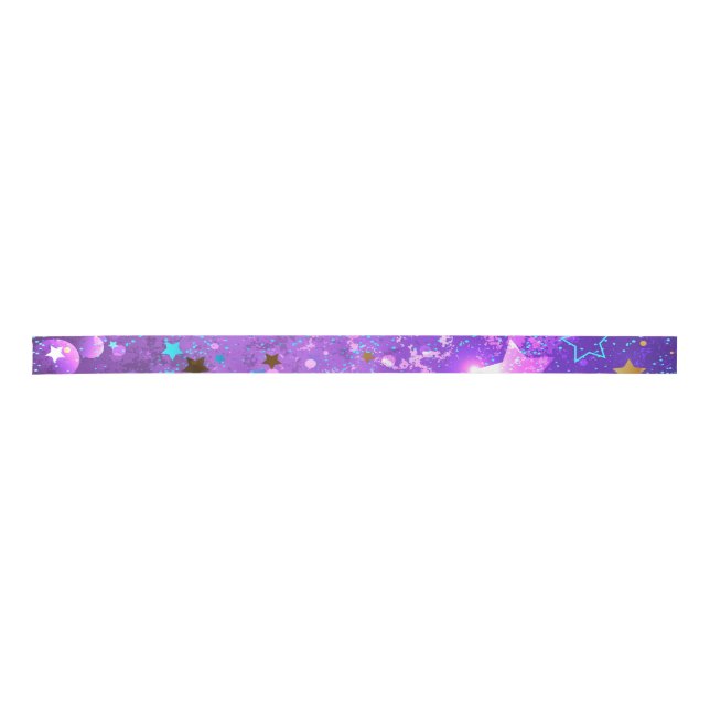 Purple foil background with Stars Satin Ribbon (Front)