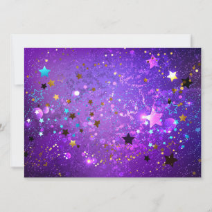 Purple foil background with Stars Save The Date
