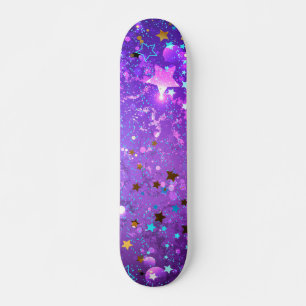 Purple foil background with Stars Skateboard