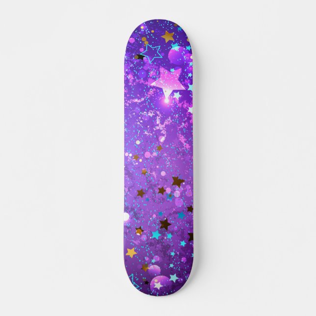Purple foil background with Stars Skateboard (Front)