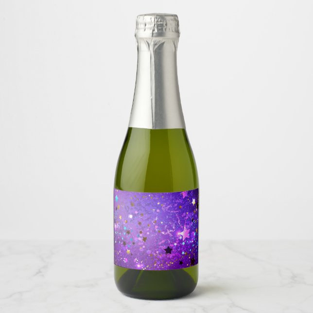 Purple foil background with Stars Sparkling Wine Label (Front)