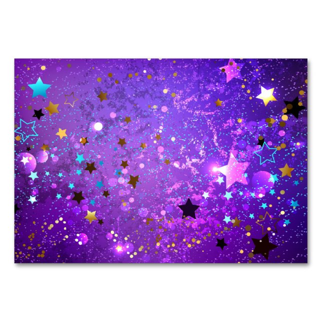 Purple foil background with Stars Table Number (Front)