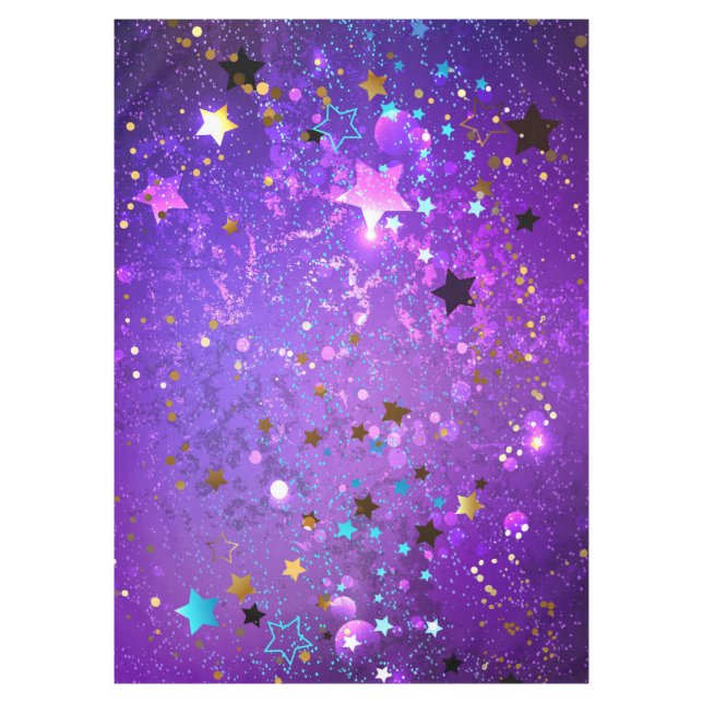 Purple foil background with Stars Tablecloth (Front)