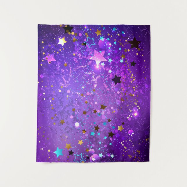 Purple foil background with Stars Tapestry (Front)