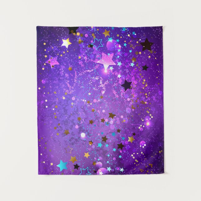 Purple foil background with Stars Tapestry (Front)