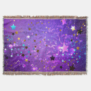 Purple foil background with Stars Throw Blanket