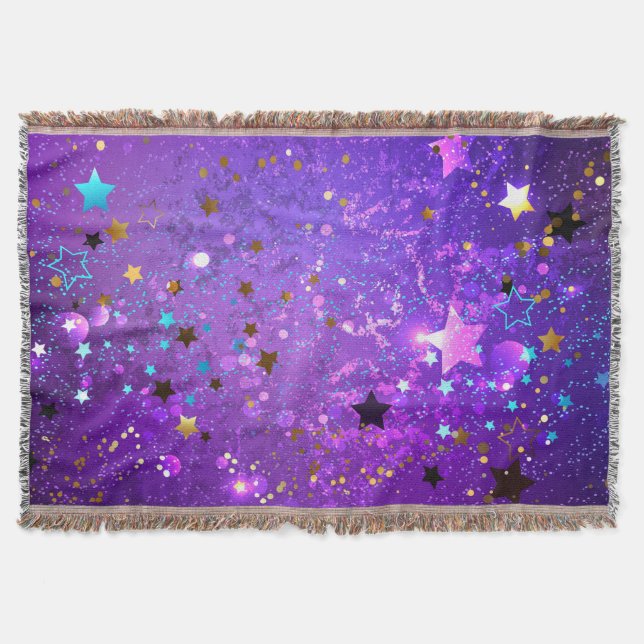 Purple foil background with Stars Throw Blanket (Front)
