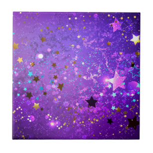 Purple foil background with Stars Tile