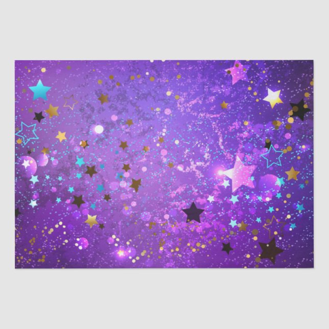 Purple foil background with Stars Tissue Paper (Front)