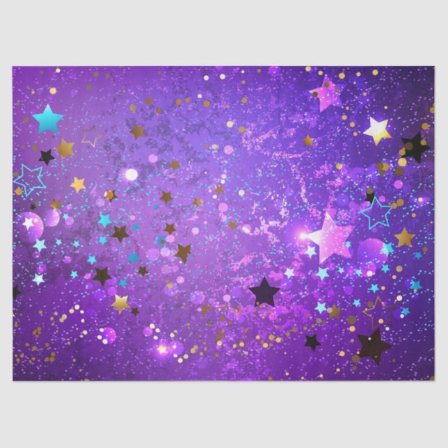 Purple foil background with Stars Tissue Paper (Front)