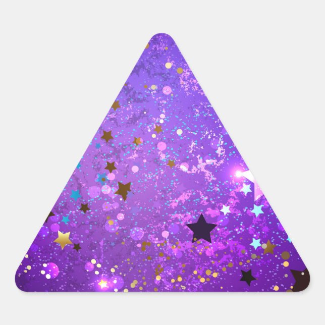 Purple foil background with Stars Triangle Sticker (Front)