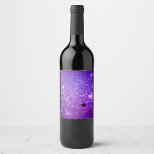 Purple foil background with Stars Wine Label