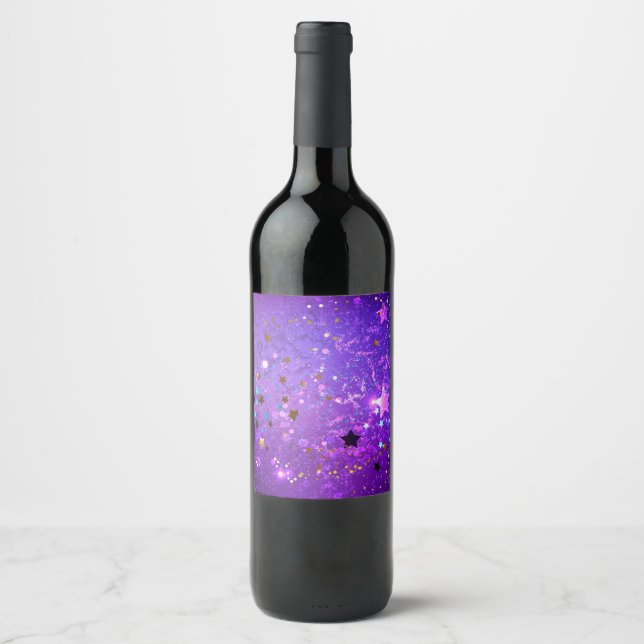Purple foil background with Stars Wine Label (Front)