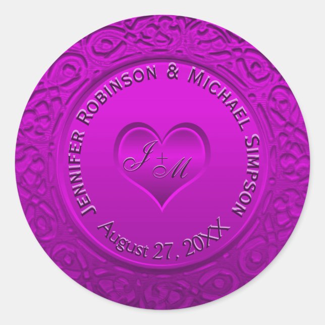Purple Foil Look Classic Round Sticker (Front)