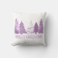 Purple Foil Look Metallic Merry Christmas Tree