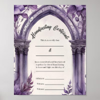 Purple Foliage Floral Arch Handfasting Certificate
