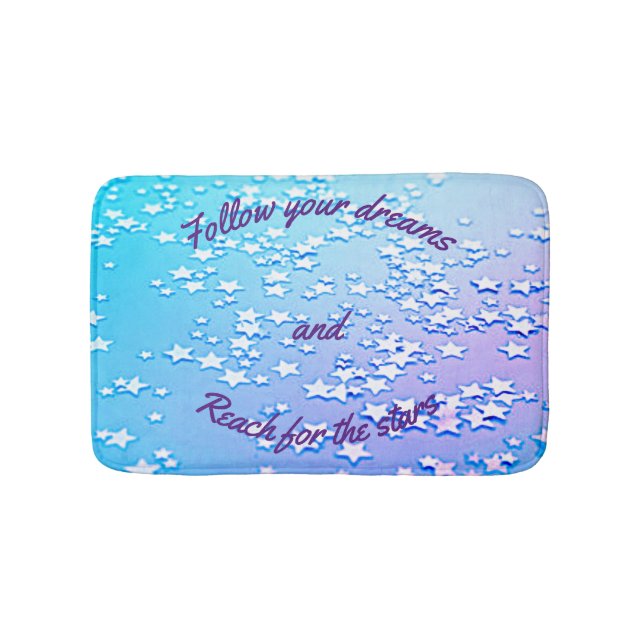 Purple Follow Your Dreams and Reach For The Stars Bath Mat (Front)