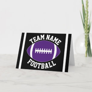 Purple Football Custom Team Name/Text Sports Party Card