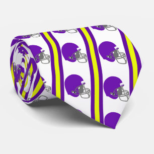 Purple Football Helmet on Yellow and White Necktie