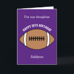 Purple Football Sport 16th Birthday Card<br><div class="desc">A purple personalised football 16th birthday card for daughter, granddaughter, goddaughter, etc. You can easily personalise the front of this sports birthday card with their age and name. The inside card message and back of the card can also be personalised for the birthday recipient. This 16th football birthday card for...</div>