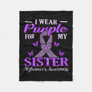 Purple For Sister Alzheimerheimer's Awareness Ribb Fleece Blanket