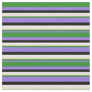 Purple, Forest Green, Tan, White, and Black Lines Fabric