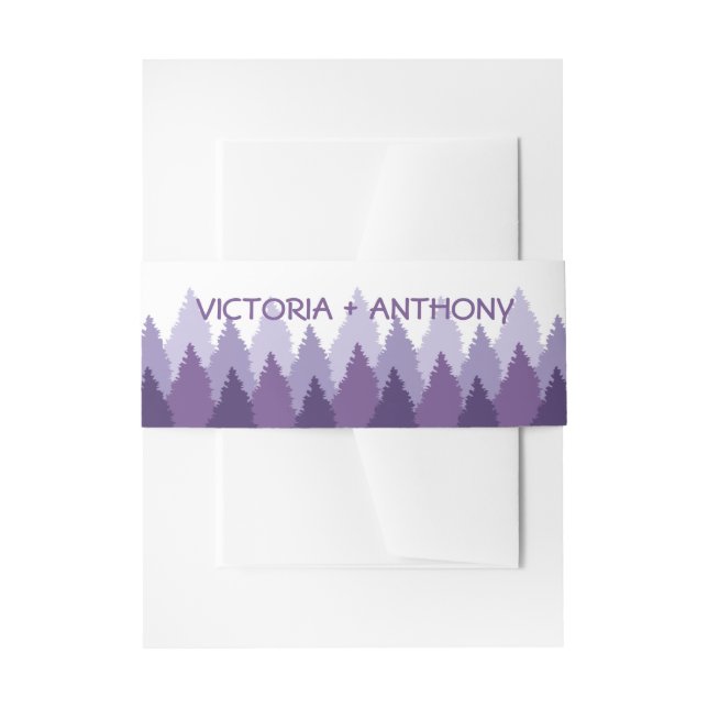 Purple Forest Range Woodland Wedding Invitation Belly Band (Front Example)