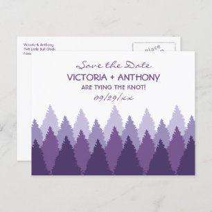 Purple Forest Range Woodland Wedding Save The Date Postcard