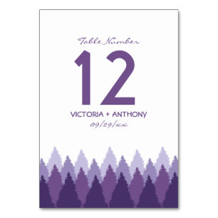 Purple Forest Range Woodland Wedding Table Number