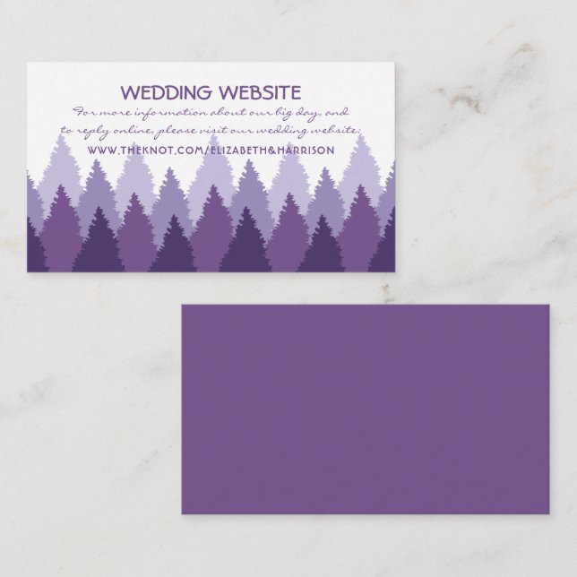 Purple Forest Range Woodland Wedding Website Enclosure Card (Front/Back)