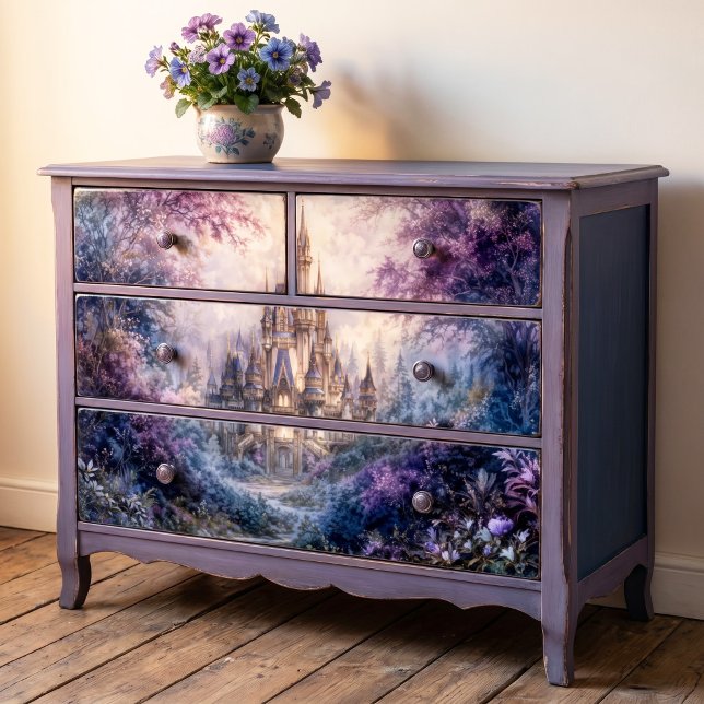 Purple Forest Whimsical Blue Spire Castle Tissue Paper (Creator Uploaded)