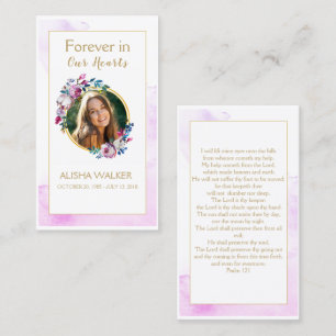 Purple Forever in Our Hearts Funeral Prayer Card