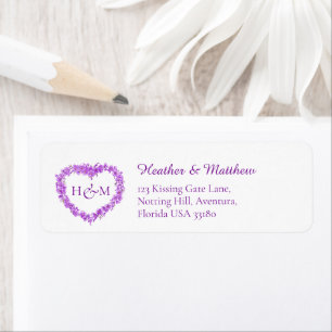 Purple forget me nots wedding return reply address