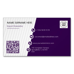 Purple Formal QR Code Magnetic Business Card