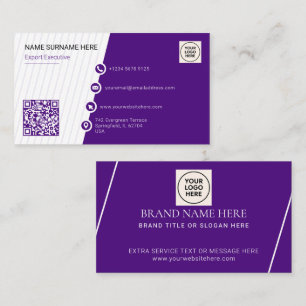Purple Formal QR Code Professional Modern Business Card